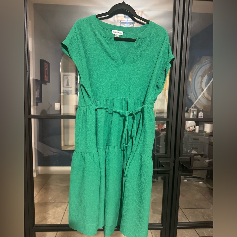 Comfy Calvin Klein Vibrant Green Midi Dress